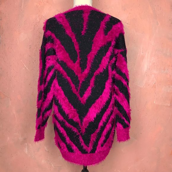 Pink & Black ZEBRA Print Sweater Dress/SMALL Sweaterdress/DOLLSKILL Sweater/ - Picture 7 of 7